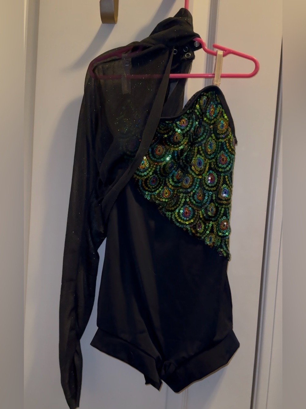 Weissman Black One-Piece with Green Sequin Accents